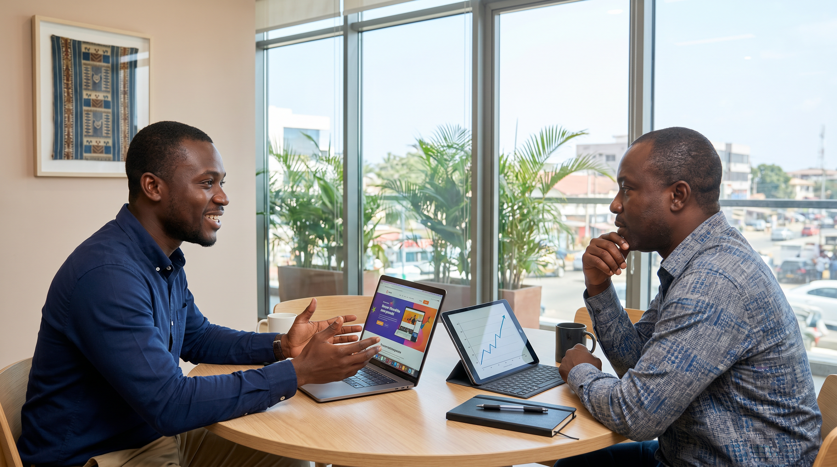 Kasa Digital consultant pitching to a Ghanaian business owner